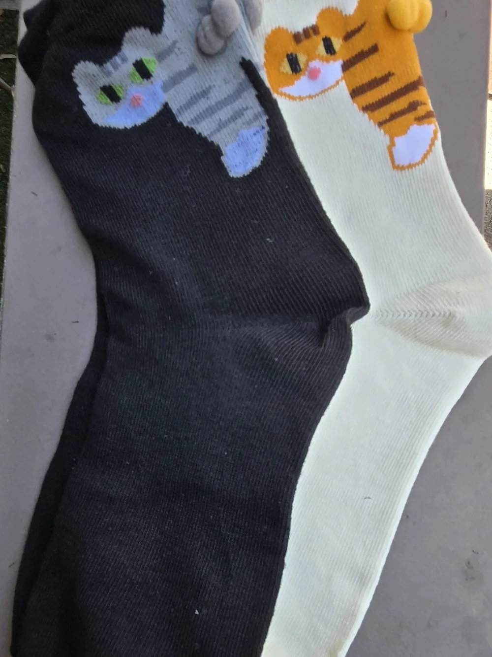 2 Pairs Comfy Cat Crew Sockd Cotton One Size Stretchy